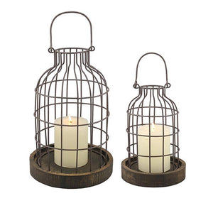 Metal & Wood Candle Lantern