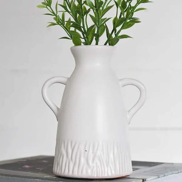 White 2 Handle Vase 6