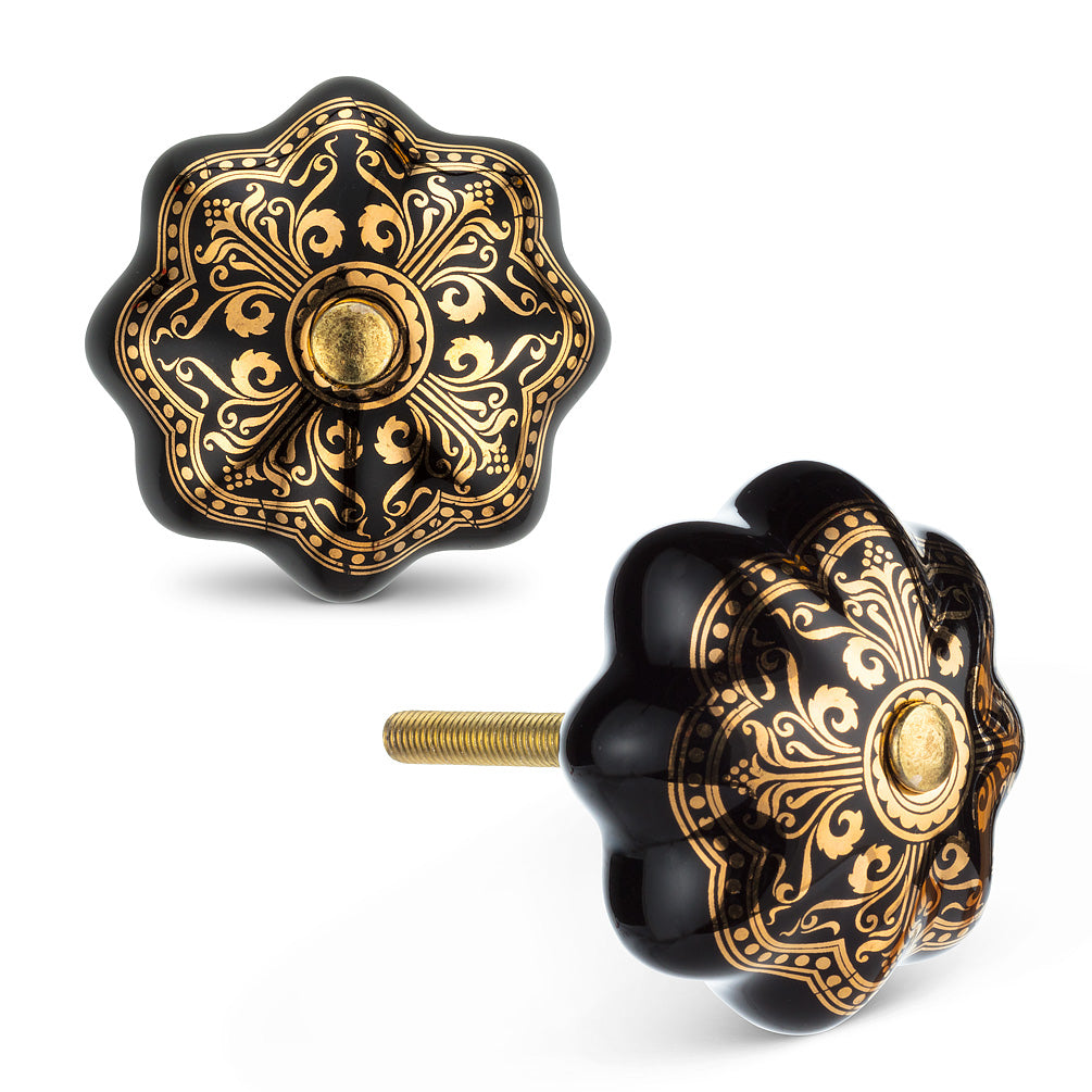 Black and Gold Ornate Knob