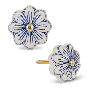 Blue/White Flower Knob