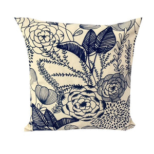 Blue Floral Embroidered Cushion