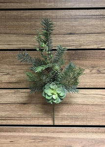 Winter Stem: Frosted Mixed Pine & Succulent 17.5"