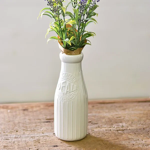 Milk Bottle Ceramic Vase- 8"