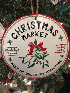 Christmas Market Mistletoe Metal sign