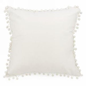 White Cushion w/PomPoms